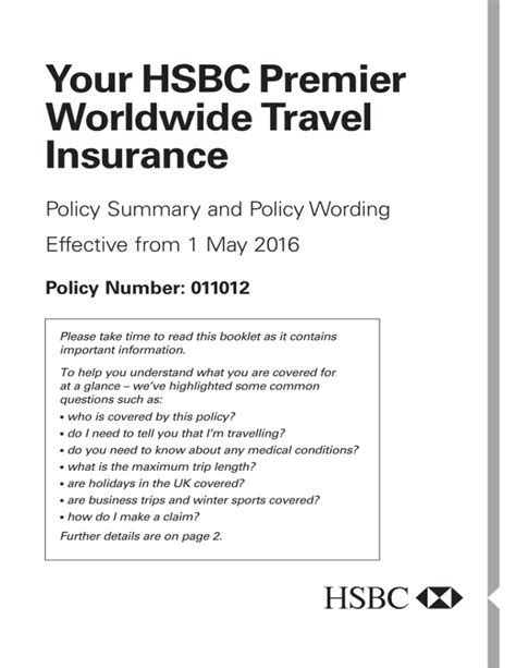 hsbc advance travel insurance who is covered